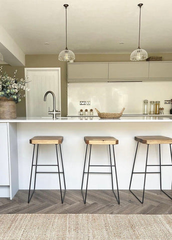 H46 Hush: Rustic Bar Stools – Pack of Three, Industrial Counter Height Stools, Wood & Metal Counter Stools (Set of 3), H46 Hush: Rustic Bar Stools – Pack of Three, Industrial Counter Height Stools, Wood & Metal Counter Stools (Set of 3),