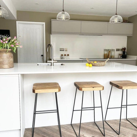 H46 Hush: Rustic Bar Stools – Pack of Three, Industrial Counter Height Stools, Wood & Metal Counter Stools (Set of 3), H46 Hush: Rustic Bar Stools – Pack of Three, Industrial Counter Height Stools, Wood & Metal Counter Stools (Set of 3),
