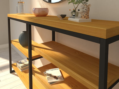 H19 IronThread: Minimalist TV Console, Wood Surface & Open Metal Frame Design, Metal Frame with Natural Wood Finish, Modern Industrial Media Unit, Sleek & Functional H19 IronThread: Minimalist TV Console, Wood Surface & Open Metal Frame Design, Metal Frame with Natural Wood Finish, Modern Industrial Media Unit, Sleek & Functional