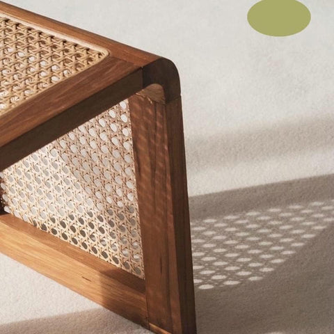 R01 Canella: Rattan Wood Side Table, Multipurpose Stool, U-shaped Cane Side Table