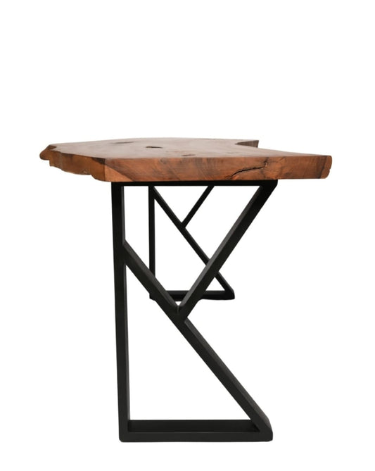 L31 CrestDesk: Solid Wood Live Edge Study Table, Rustic Modern Workspace