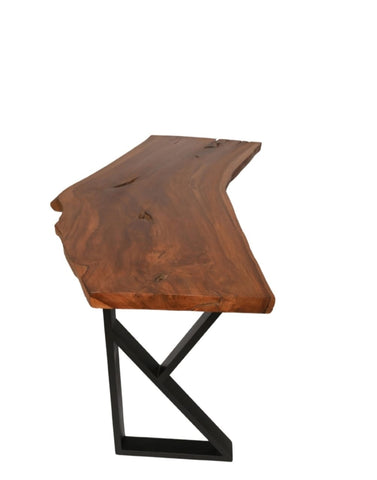 L31 CrestDesk: Solid Wood Live Edge Study Table, Rustic Modern Workspace