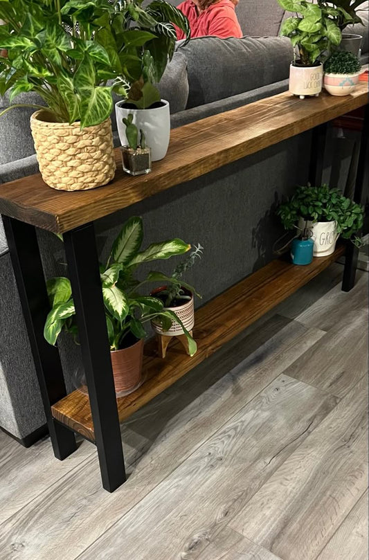 L32 Meadow: Live Edge Console Table, Hallway Console Table Handcrafted with Solid Wood