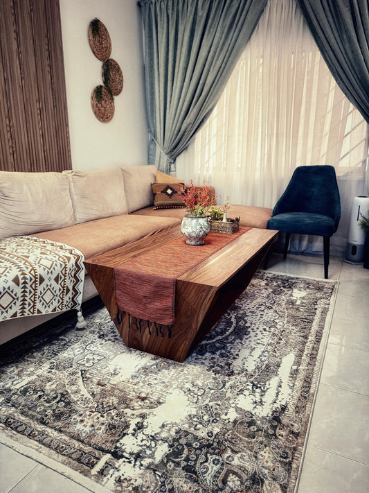 W23 Rosewood: Solid Wood Centre Table, Rustic Minimalist Living Room Furniture
