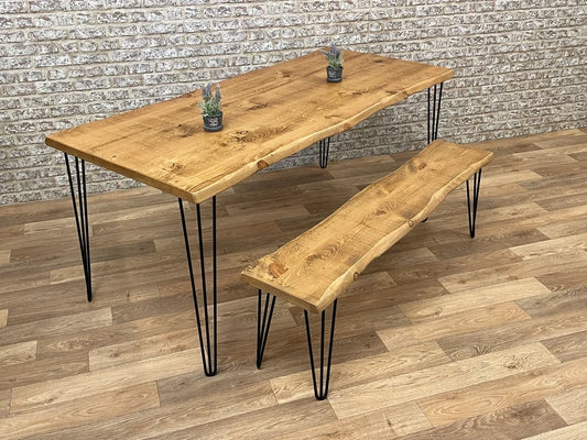 Solid wood dining table with natural grain