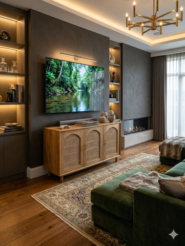 R52 CaneWood Shelf: Canework Shoe Rack, living Room Storage