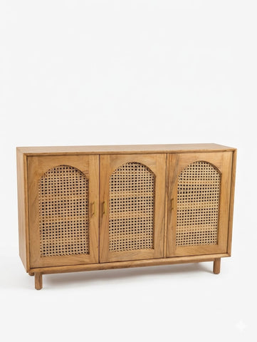 R52 CaneWood Shelf: Canework Shoe Rack, living Room Storage