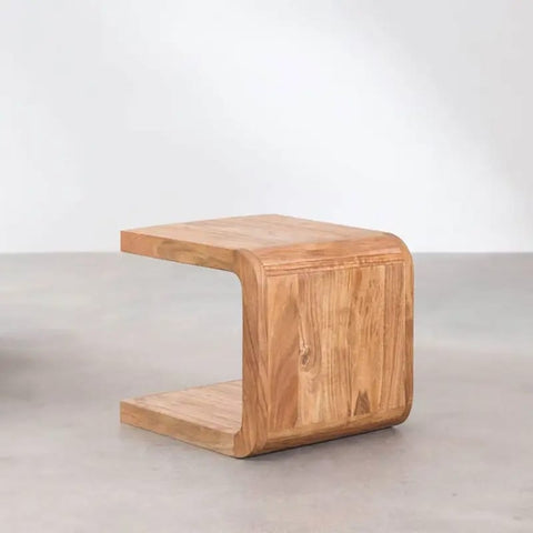 W21 Brookside, Wooden C-Shaped Side Table, Compact Sofa & Bedside Accent Furniture