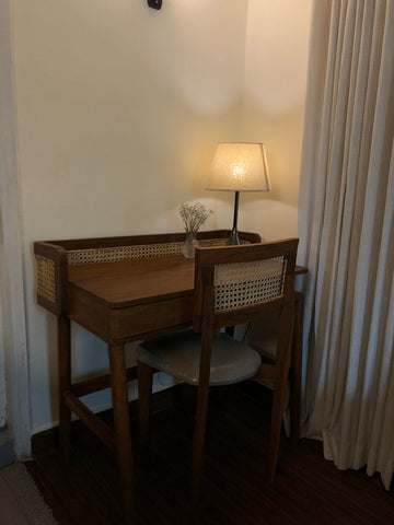 R28 Canelin: Rattan Eooden Study Table