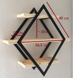 WOODEN DIAMOND HANGING WITH SHELVES