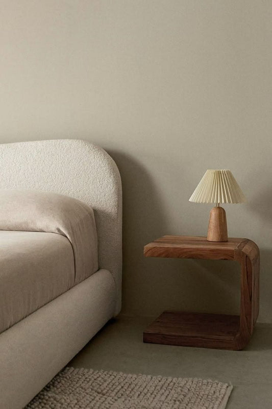W21 Brookside, Wooden C-Shaped Side Table, Compact Sofa & Bedside Accent Furniture
