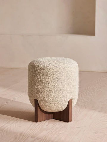 P31 Plushen: Upholstered Wooden Stool, Solid Wood Stool with Cushioned