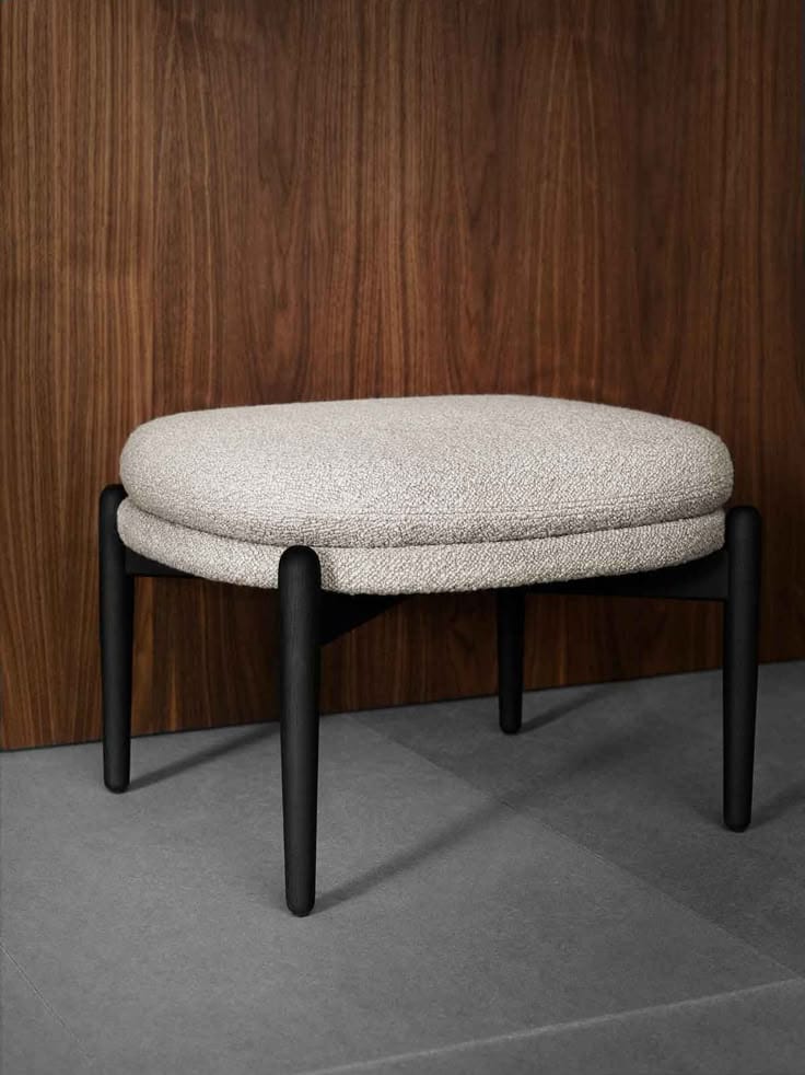 P35  Majesta: Upholstered Wooden Stool, Solid Wood Stool with Cushioned