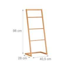 4 Tiers Teak Wooden Ladder Towel Rack for Wash Clothes, Bathroom