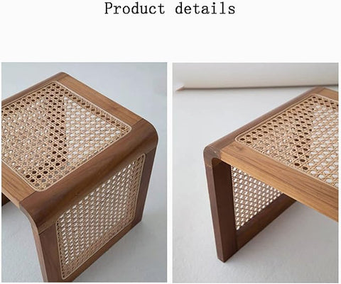 Rattan Wood Side Table