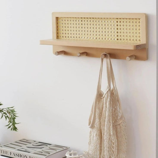 R18 Haven: Rattan Key Holder, Handwoven Rattan Key Holder, Rustic Wall Organizer