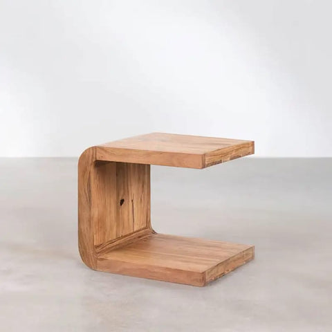 W21 Brookside, Wooden C-Shaped Side Table, Compact Sofa & Bedside Accent Furniture