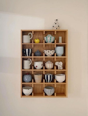 W22 Millhouse: Cup Shelf, Wooden Cup Shelf & Mug Organizer, Rustic Wall-Mounted Kitchen Storage