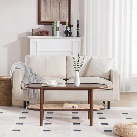 R20 Savannah: Rattan Centre Table, Handwoven Rattan & Solid Wood Centre Table, Rustic Natural Living Room Furniture