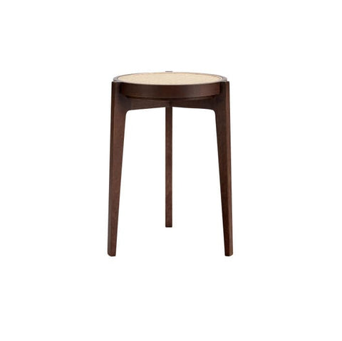 R15 Harvest: Rattan Stool (Pair), Wooden Stool with Handwoven Rattan Seat, Rustic Natural Charm