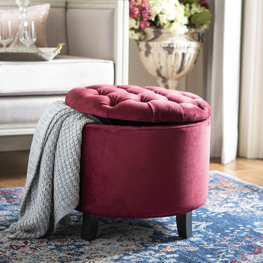 Red Velvet Color Round Stool