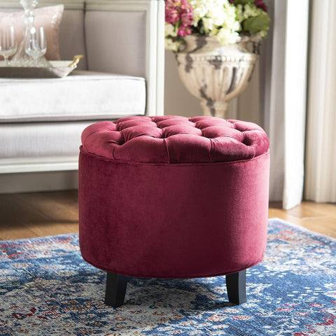 Red Velvet Color Round Stool