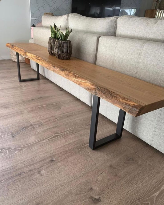 L02 Edvora: Handmade Live Edge Bar Table for Kitchen Counter, Bar Counter and Dining Nook, Wooden Long Bar Table, Sofa Bar Table, Industrial Bar Table, Entrance Hall Table