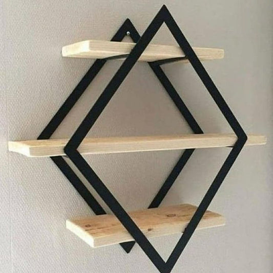 WOODEN DIAMOND HANGING WITH SHELVES