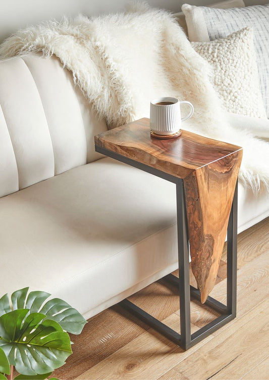 VEdge live edge side table, full front view