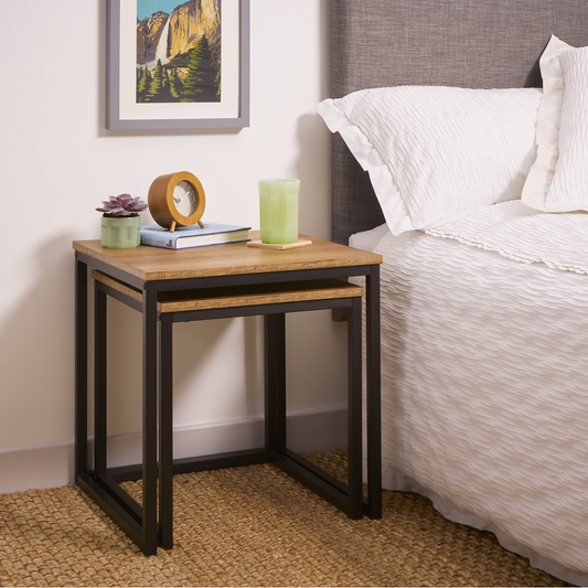 Rustic Nest Square Side Table | Set of 2