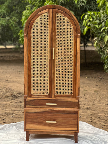"Cane cupboard corner joinery detail"