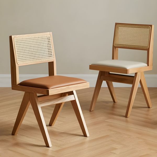 "Close-up of cane backrest on Royce dining chair"