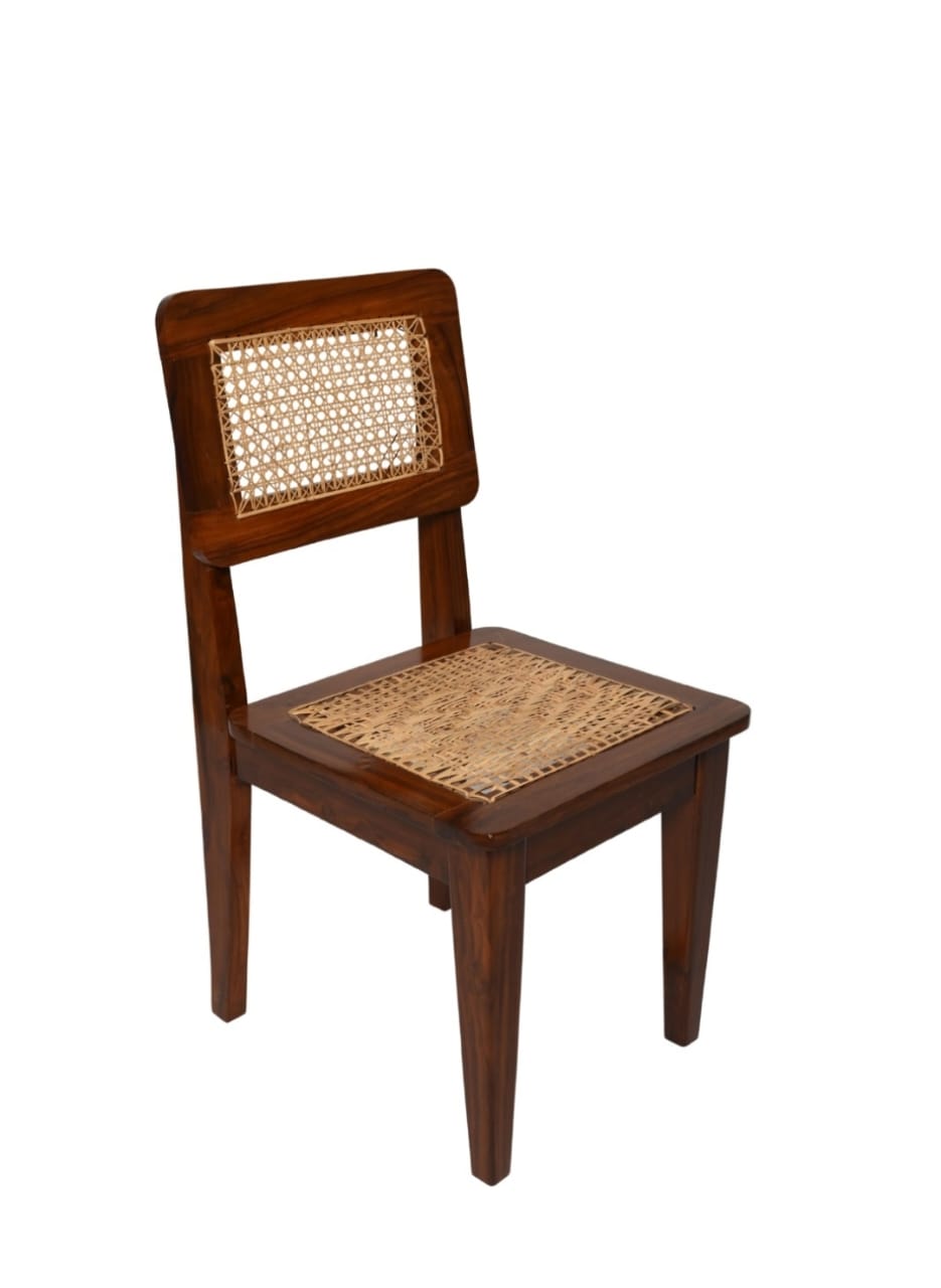 "Close-up of woven cane seat on Heritage dining chair"