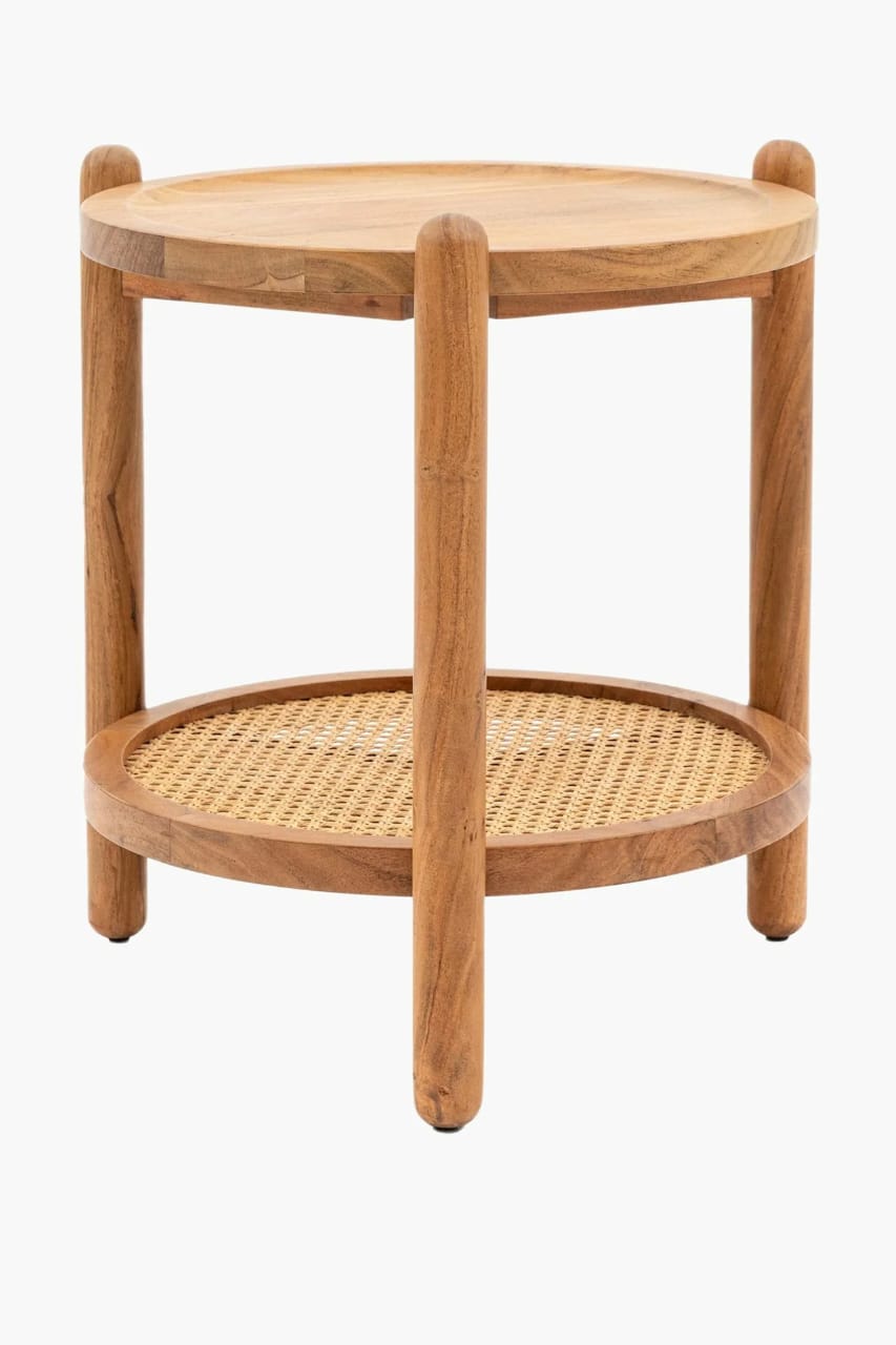 "Close-up of woven rattan top on Coastal table"