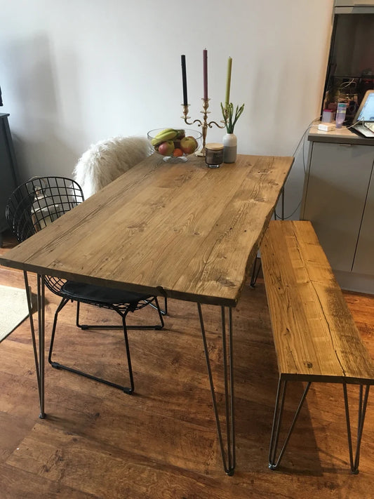 Compact dining table front view showing base