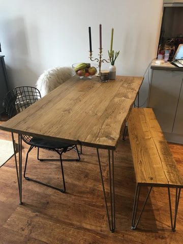 Compact dining table front view showing base