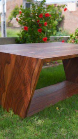 W23 Rosewood: Solid Wood Centre Table, Rustic Minimalist Living Room Furniture