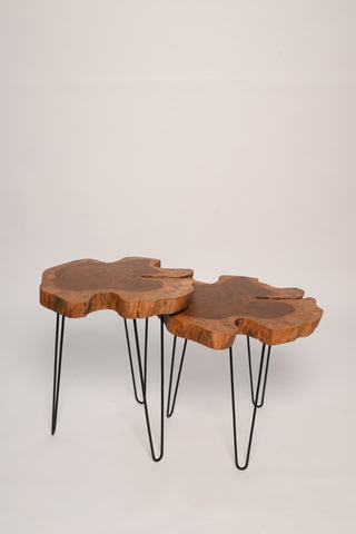 L13 GrainLine: Live Edge Coffee Table, Live Edge Side Table, End Table, Table with Hairpin Legs