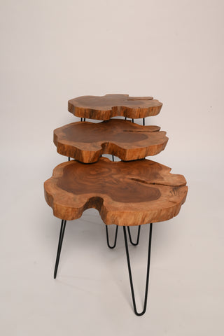 L13 GrainLine: Live Edge Coffee Table, Live Edge Side Table, End Table, Table with Hairpin Legs