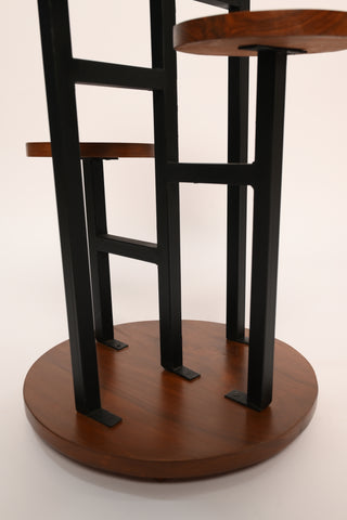 H16 5-Star: Modern Plant Stand, Stylish Indoor Plant Pedestal, Wooden Surface & Strong Metal Legs, Elevated Display for Indoor Greenery, Wood Meets Metal