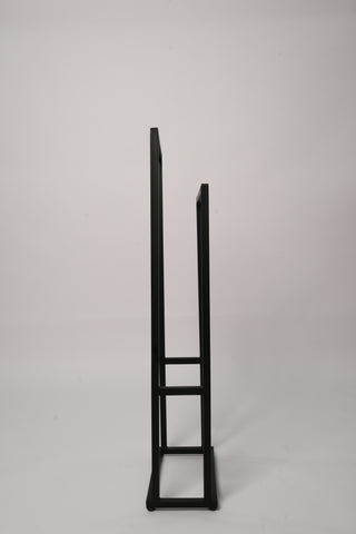 M04 Bronza: 2-Tier Modern Metal Towel Stand, Freestanding Bathroom Rack, Black Metal Towel Holder,  Minimalist Floor Stand, Durable Steel Towel Stand, Sleek & Space-Saving Design, Organizers