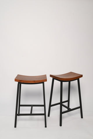 H25 Delicia: Counter Stool (Pair), Industrial Counter Height Stools, Wood & Metal Counter Stools (Set of 2), Rustic Bar Stools – Pack of Two