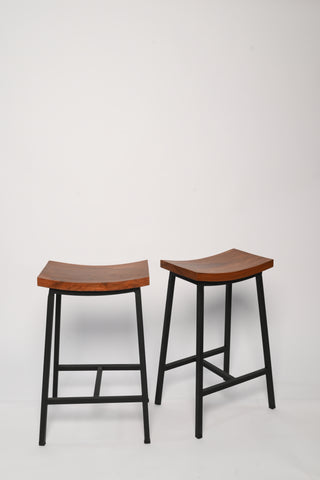 H25 Delicia: Counter Stool (Pair), Industrial Counter Height Stools, Wood & Metal Counter Stools (Set of 2), Rustic Bar Stools – Pack of Two