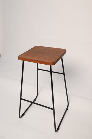 H46 Hush: Rustic Bar Stools – Pack of Three, Industrial Counter Height Stools, Wood & Metal Counter Stools (Set of 3),