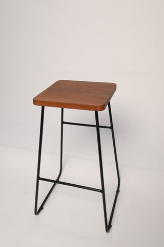 H46 Hush: Rustic Bar Stools – Pack of Three, Industrial Counter Height Stools, Wood & Metal Counter Stools (Set of 3),