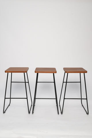 H46 Hush: Rustic Bar Stools – Pack of Three, Industrial Counter Height Stools, Wood & Metal Counter Stools (Set of 3),