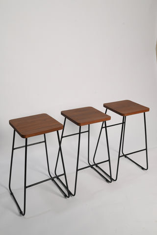 H46 Hush: Rustic Bar Stools – Pack of Three, Industrial Counter Height Stools, Wood & Metal Counter Stools (Set of 3),
