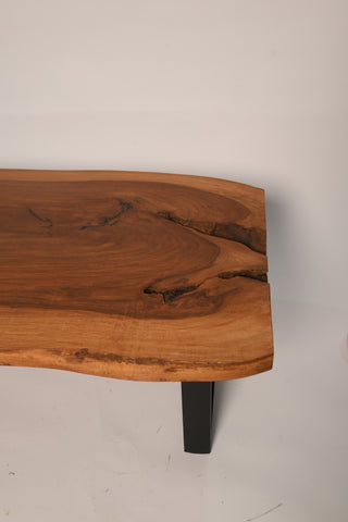 L12 NatureLine: Live Edge Rustic Center Table, Farmhouse Table with Metal Leg, Unique Coffee Tables, Rustic Root Wood Coffee Table