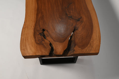 L12 NatureLine: Live Edge Rustic Center Table, Farmhouse Table with Metal Leg, Unique Coffee Tables, Rustic Root Wood Coffee Table