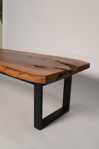 L12 NatureLine: Live Edge Rustic Center Table, Farmhouse Table with Metal Leg, Unique Coffee Tables, Rustic Root Wood Coffee Table